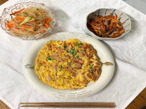 スパニッシュ風オムレツ・ちくわのきんぴら・お惣菜屋さんの味☆中華風春雨サラダ