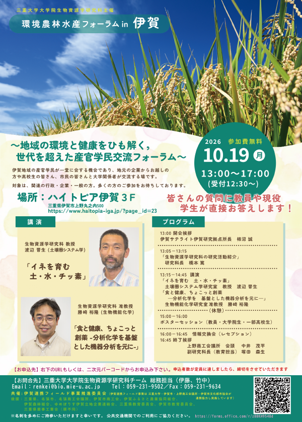 環境農林水産フォーラムin伊賀 チラシ