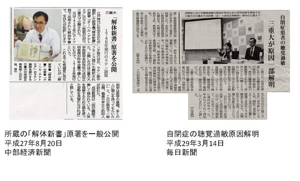 三重大学脳解析センター新聞掲載記事